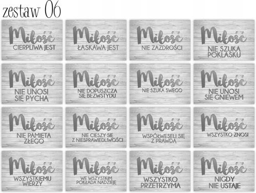 HYMN O MIŁOŚCI tabliczki 16 szt 20x30cm weselne na Arena.pl