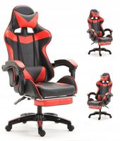 Fotel Gamingowy TS-046A Czarno-Czerwony dla Gracza Obrotowy