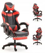 Fotel Gamingowy TS-046A Czarno-Czerwony dla Gracza Obrotowy
