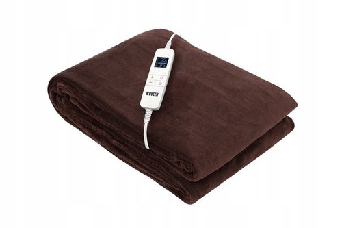 NOVEEN BRĄZOWY DUŻY KOC ELEKTRYCZNY 180x130cm MATA GRZEWCZA ZEGAR Z PILOTEM na Arena.pl