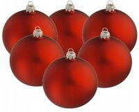 Bombki Choinkowe Czerwone Szklane CZERWONY MAT 10 cm ciemna czerwień 6 szt.