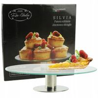 PATERA SZKLANA OBROTOWA STOJAK NA TORT CIASTO OWOCE SILVIA 30CM OKRĄGŁA