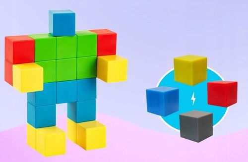 KLOCKI MAGNETYCZNE KOSTKA KOLOROWE SZEŚCIANY FIGURY 3D 69 elementów na Arena.pl