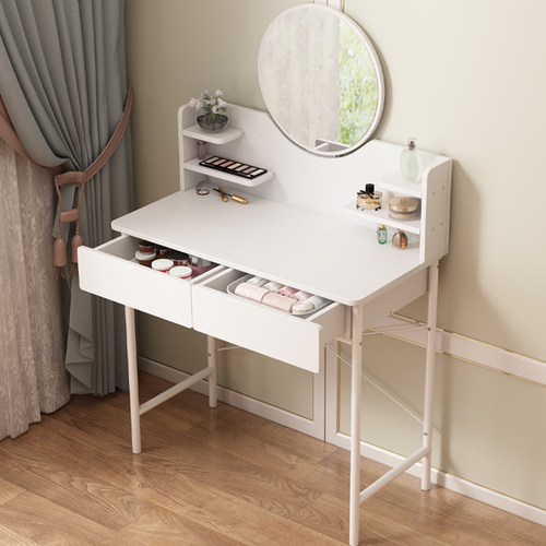 ELEGANCKA BIAŁA TOALETKA SYPIALNIANA Z LUSTREM SZUFLADAMI NOWOCZESNY LOFT na Arena.pl