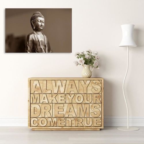 Obraz na płótnie - Canvas, Budda na brązowym tle 120x80 na Arena.pl