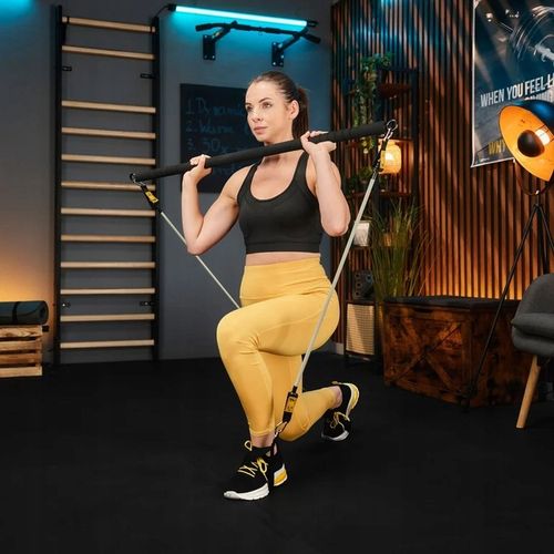 Drążek do ćwiczeń pilatesu kij 4x gumy oporowe ekspandery z drążkiem TREX na Arena.pl