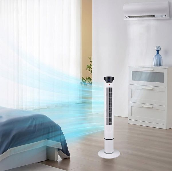 Wentylator kolumnowy wiatrak podłogowy cichy z pilotem timer termometr zdjęcie 4