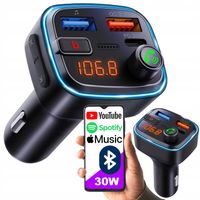 TRANSMITER FM BLUETOOTH 5.3 QC 3.0 PD30W MOCNY BASS ŁADOWARKA MIKROFON