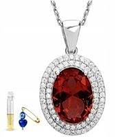 NASZYNIK SREBRNY ŁAŃCUSZEK Z CZERWONYM GRANATEM