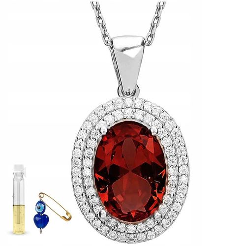 NASZYNIK SREBRNY ŁAŃCUSZEK Z CZERWONYM GRANATEM na Arena.pl