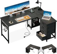 UŻYWANE Biurko narożne L 135x100 cm odwracalne 4 szuflady USB i gniazdko