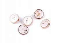 Metalowe guziki nawlekane kształt okrągły fi 15 mm biały 5 szt.