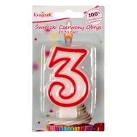 świeczka czerwony obrys "3"