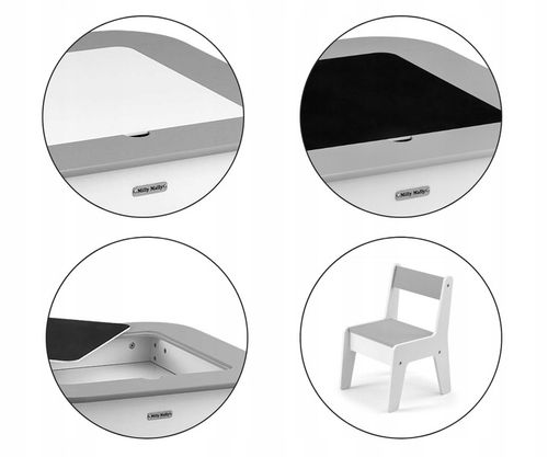 Stolik drewniany z krzesłami BIAŁY dzieci Zabawa Nauka Olaf Milly na Arena.pl