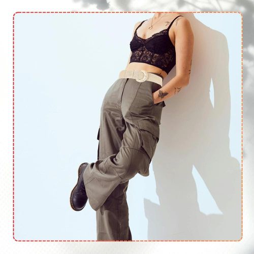 Pasek słomiany beżowy elastyczny pas na talię pleciony szeroki na Arena.pl