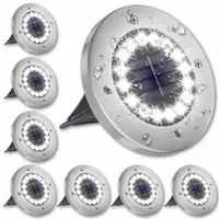LAMPA SOLARNA OGRODOWA LAMPKI LED GRUNTOWE DYSK CZYJNIK ZMIERZCHU 8 DYSKÓW