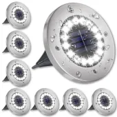 LAMPA SOLARNA OGRODOWA LAMPKI LED GRUNTOWE DYSK CZYJNIK ZMIERZCHU 8 DYSKÓW