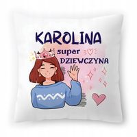 Poduszka Biała 40X40 Cm Dla Karoliny Córki Dziecka Z Nadrukiem Ze Zdjęciem