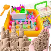 DUŻY NATURALNY PIASEK KINETYCZNY 3KG+BASEN FOREMKI PIASKOWNICA DLA DZIECI