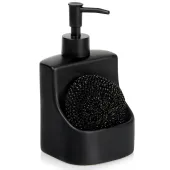 Dozownik Kuchenny Płynu do Naczyń Pojemnik na Gąbkę Zmywak Czarny na Zlew