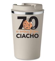 KUBEK TERMICZNY Premium beżowy prezent CIACHO na 70 lat URODZINY KT_415