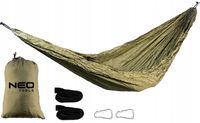 Hamak turystyczny 330 x 140 cm gotowy zestaw taśmy karabińczyki w pokrowcu