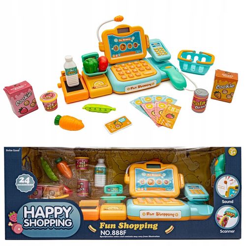 Sklepowa Kasa Fiskalna dla Dzieci ZABAWA w SKLEP Koszyk Waga Czytnik Monety na Arena.pl