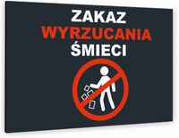 Tabliczka znak informacyjny 40x30 Antracyt ZAKAZ WYRZUCANIA ŚMIECI Dibond
