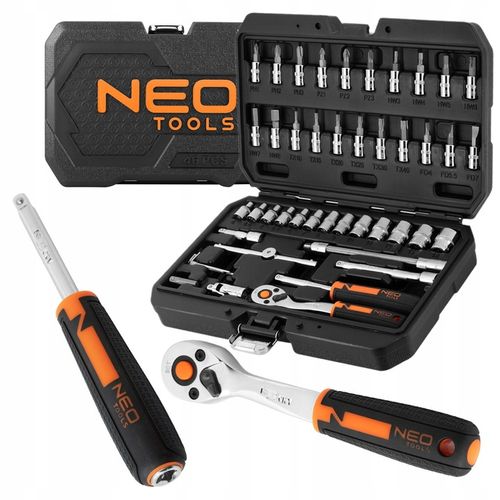 NEO 10-004 ZESTAW KOMPLET KLUCZE NASADOWE 1/4'' 46el CRV NASADKI TORX BITY na Arena.pl