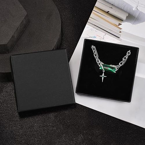 Łańcuszek z Zielonym Kryształem Modny i Stylowy Unisex Srebrny 26.5 cm na Arena.pl