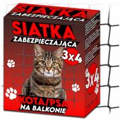 ZESTAW SIATKA NA BALKON DLA KOTA 3x4 BEZ WIERCENIA ZABEZPIECZAJĄCA OKNO