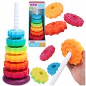 ZAKRĘCONA PIRAMIDA WIEŻA TĘCZOWA EDUKACYJNA MONTESSORI NAJWIĘKSZA XXL 41CM