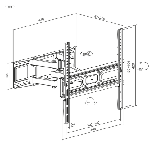 Uchwyt ścienny do telewizora Cabletech ruchomy 32” – 70” max 40 kg na Arena.pl