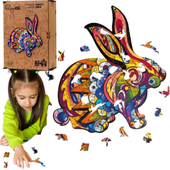 Puzzle Drewniane Eco Puszysty Królik A3 Dla Dzieci Puza3-00743