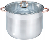 GARNEK STALOWY DUŻY GASTRONOMICZNY 22.4L 34CM NA INDUKCJĘ GAZ RÓŻOWE ZŁOTO
