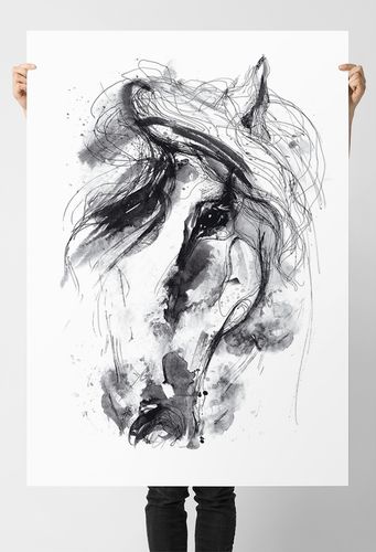 Plakat obraz koń szkic 21x29,7 cm A4 na Arena.pl