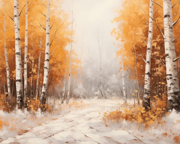 Plakat 50x40cm Jesienne Brzozy zdjęcie 1