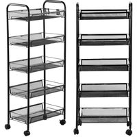 REGAŁ KUCHENNY mobilny na kółkach wózek CZARNY 5 półkowy