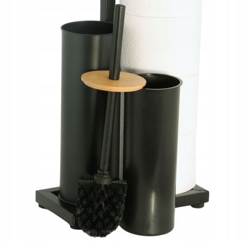 Stojak na papier toaletowy z uchwytem i szczotką WC czarny bambus YOKA HOME na Arena.pl