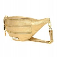 Czerwona saszetka nerka damska 3 suwaki Beltimore skóra naturalna F23