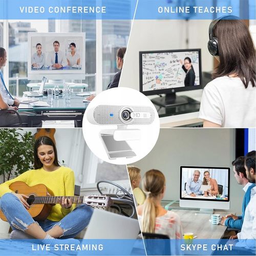 KAMERA INTERNETOWA KOMPUTEROWA ASHU USB 1080P SREBRNA AUTOFOKUS MIKROFON na Arena.pl