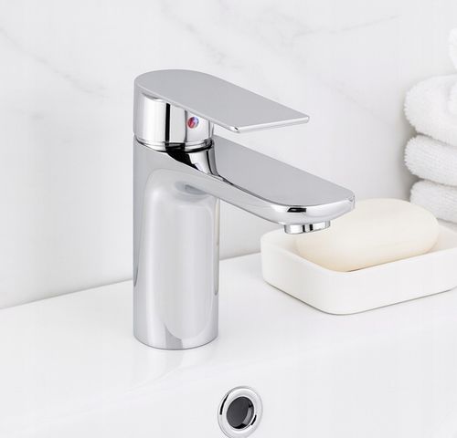 Bateria umywalkowa stojąca srebrna kran łazienkowy chrom YOKA HOME na Arena.pl