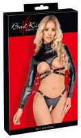 bad kitty body skorzane bez biustu i kroku xl, czarne, regulowane