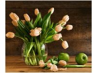 60X50CM RDZAWE TULIPANY OBRAZ ŚCIAN DREWNIANE