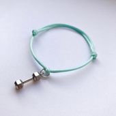 Fit Kolekcja - Bransoletka ze sznurka z hantlem pastel mint