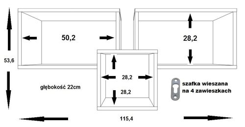 ARETTO YP3 półka wisząca ściena kaszmin dąb craft 115x53 na Arena.pl