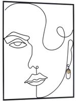 Dekoracja ścienna metalowa twarz kobiety w ramie