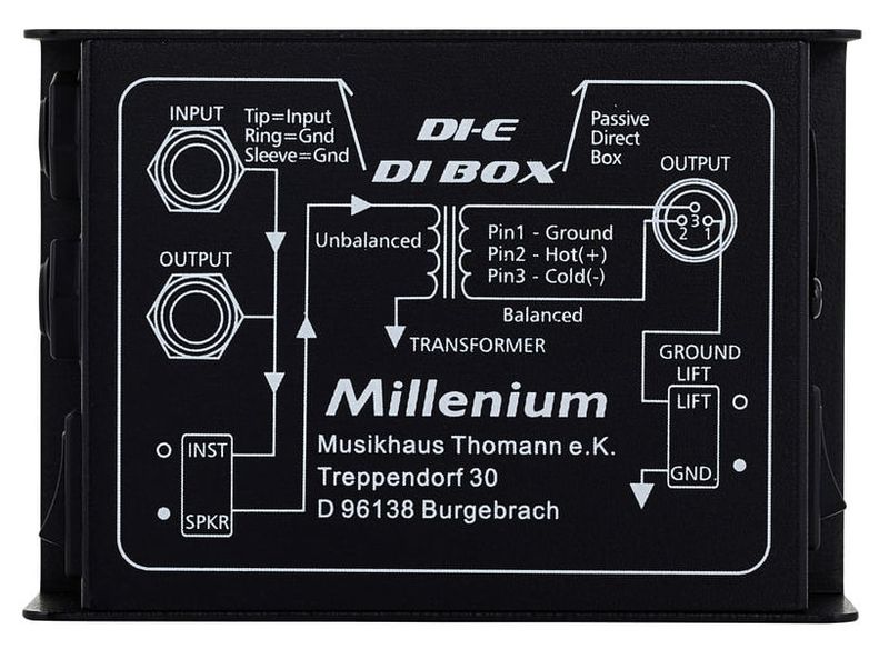 Pasywny mono DI Box symetryzator sygnału rozłączenie masy Millenium DI-E zdjęcie 5