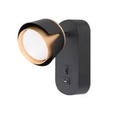 KINKIET DO CZYTANIA CZARNO ZŁOTY Z GNIAZDEM USB GX53 DO SYPIALNI REFLE