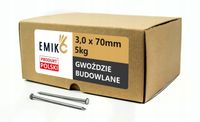 Gwoździe budowlane 3,0x70mm 2,5 cala Czarne Gładkie 5kg - 3x70mm